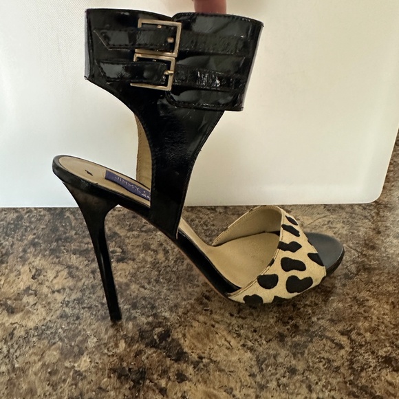 RARE Jimmy Choo x H&M sandals heels Size 38 - Black ankle cuff, dalmatian print - Picture 10 of 10